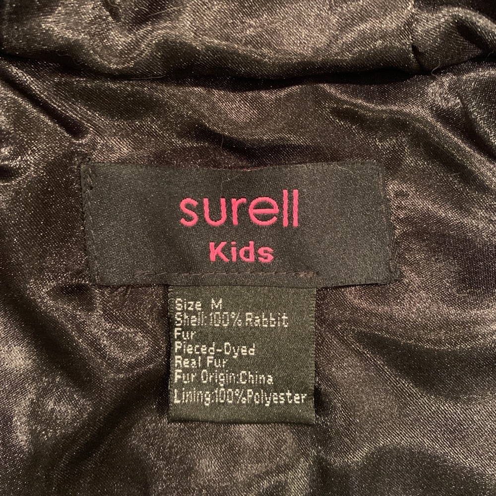 SURELL Kids Rabbit Fur Hooded Vest - Picture 4 of 4